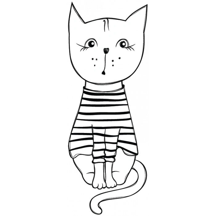 Çizgili Kazaklı Kedi Duvar Stickerı