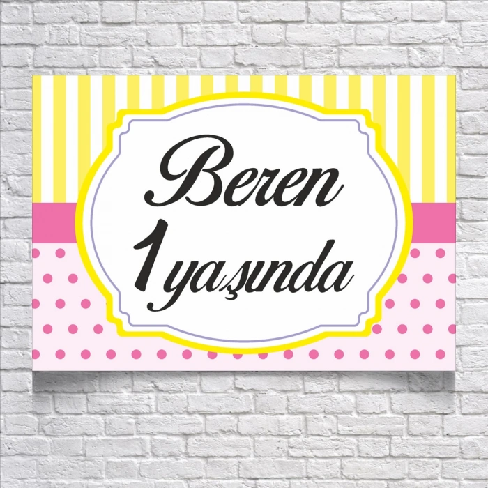 Çizgili Puantiyeli Doğum Günü Afişi 70X100 cm