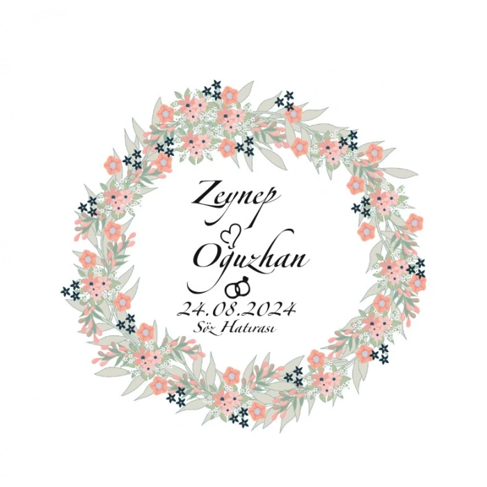 Çokgen Köşeli Kare Mühür Kına Nişan Düğün 3x3 cm özel etiket / 50 adet sticker