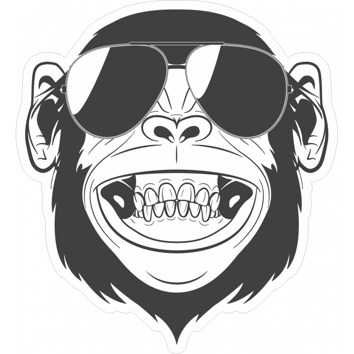 gözlüklü maymun sticker 10x10 cmRenkli Sticker