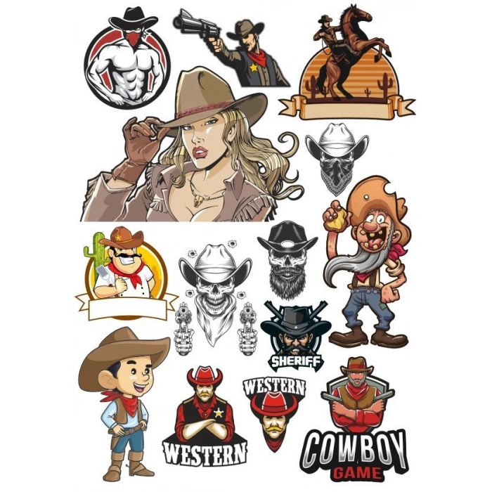 Cowboy Sticker-1 13 Parça Telefon, Tablet, Defter, Laptop Sticker