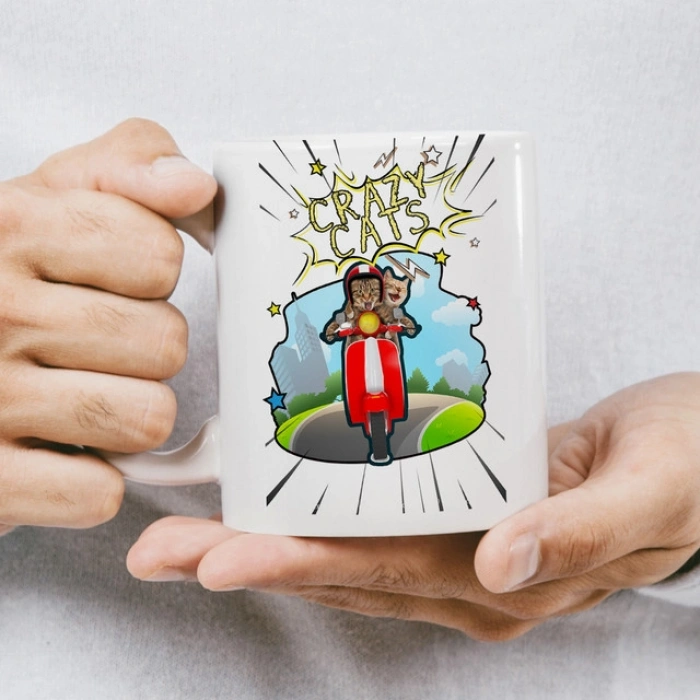 Crazy Cat Kupa Baskı