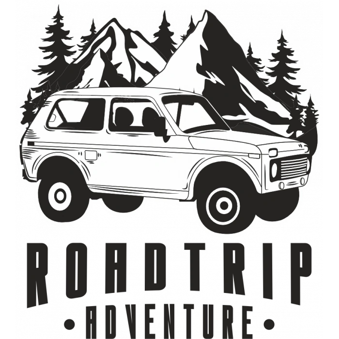 Dağ ve Jeep Sticker 10x10 cmRenkli Sticker