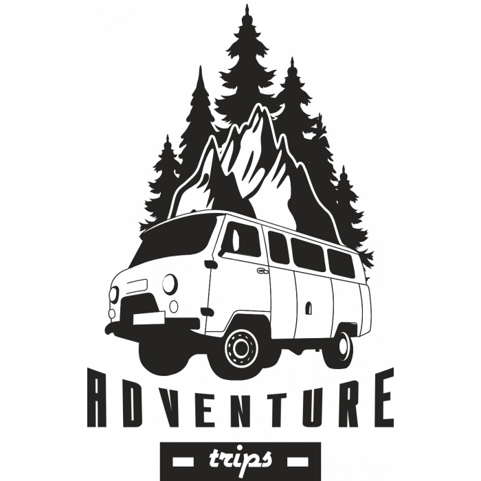 Dağ ve Karavan 2 Sticker 10x10 cmRenkli Sticker