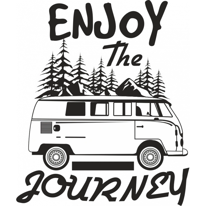 Dağ ve Karavan Sticker 10x10 cmRenkli Sticker