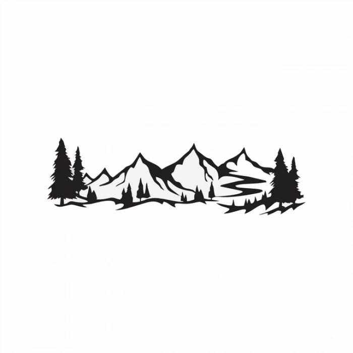 Dağlar Silüet Sticker 120x20 Cm