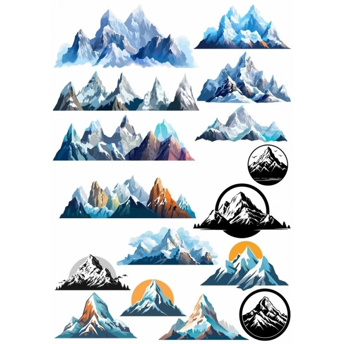 Dağlar Sticker Set 16 Parça Telefon, Tablet, Defter, Laptop Sticker