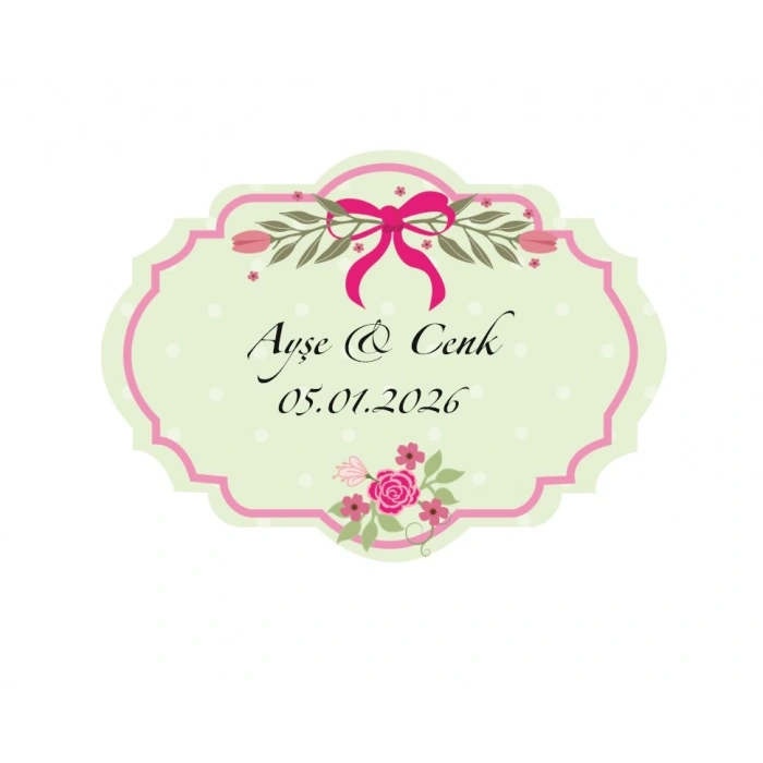 Dal ve Yaprak Motifli Kare Mühür Kına Nişan Düğün 3x3 cm özel etiket / 50 adet sticker