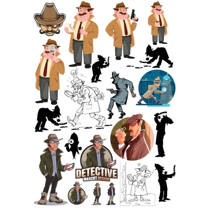 Dedektif Sticker Set 3 15 Parça Telefon, Tablet, Defter, Laptop Sticker