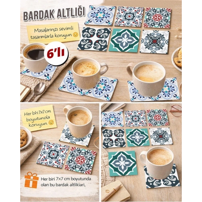 Dekoratif Desenler 11 7x7 – 6’lı Set Dekoratif Kare Tasarım