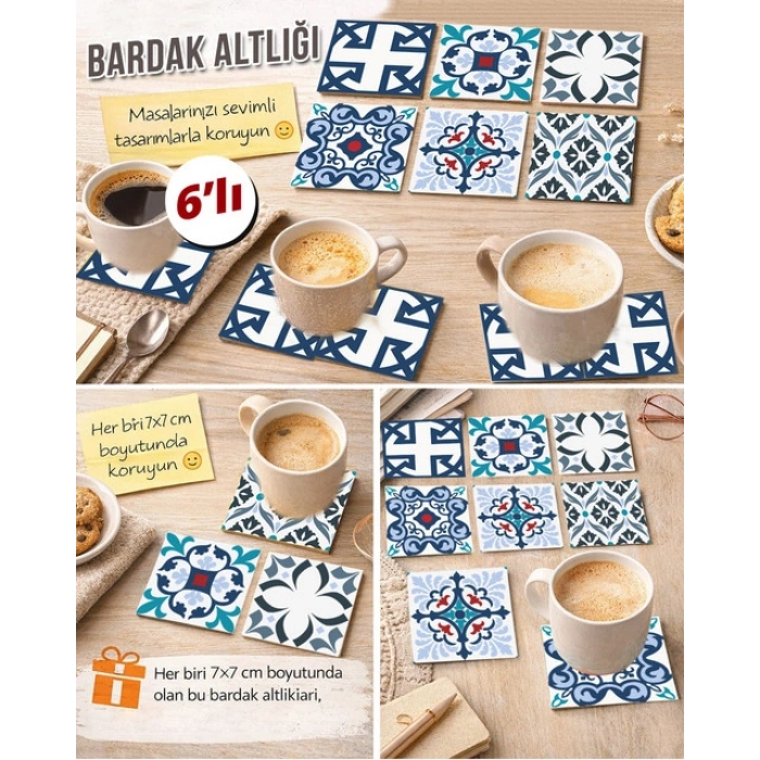 Dekoratif Desenler 12 7x7 – 6’lı Set Dekoratif Kare Tasarım
