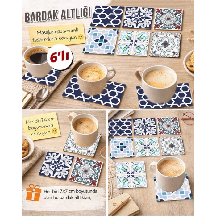Dekoratif Desenler 4 7x7 – 6’lı Set Dekoratif Kare Tasarım