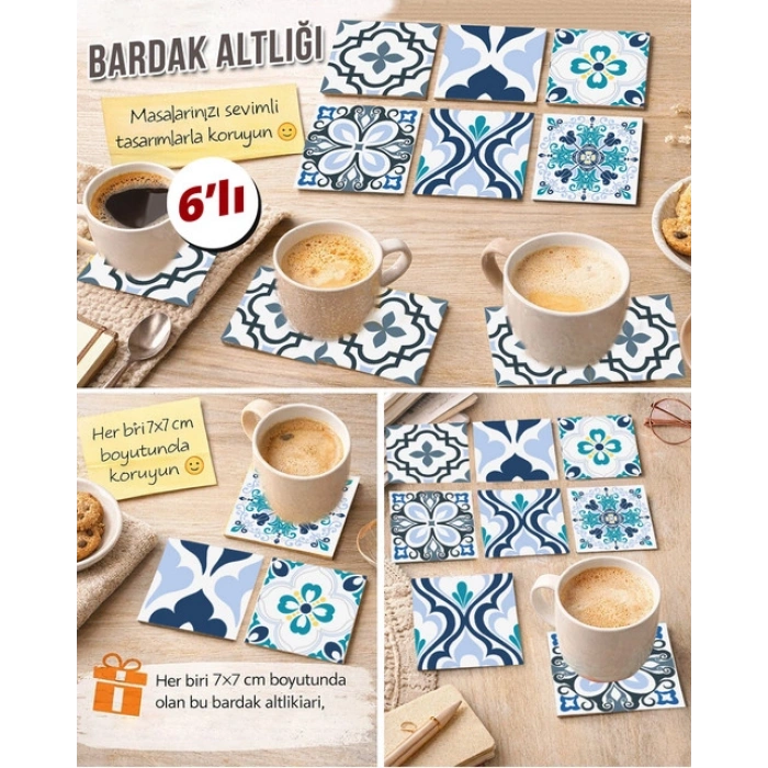 Dekoratif Desenler 6 7x7 – 6’lı Set Dekoratif Kare Tasarım