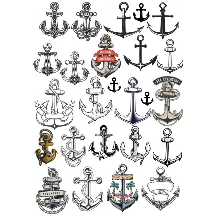 Deniz Çapası Sticker Set 25 Parça Telefon, Tablet, Defter, Laptop Sticker