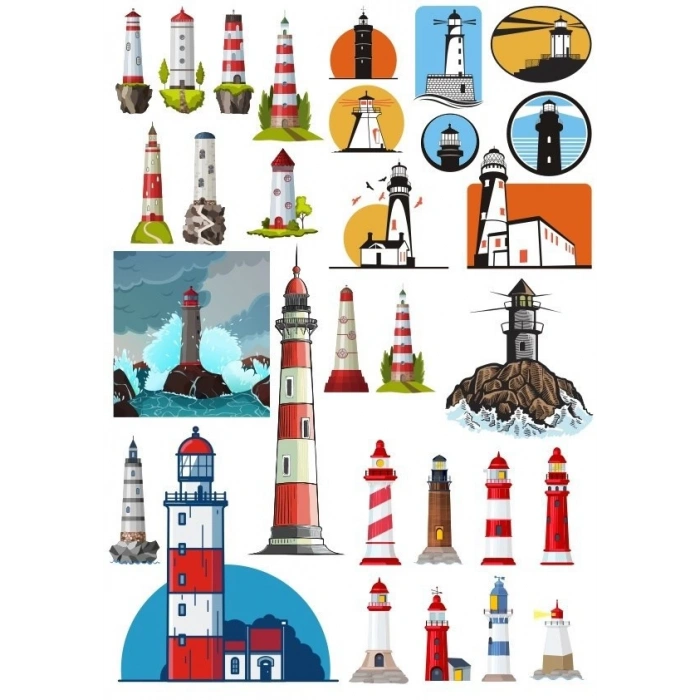 Deniz Feneri Sticker Set-1 20 Parça Telefon, Tablet, Defter, Laptop Sticker