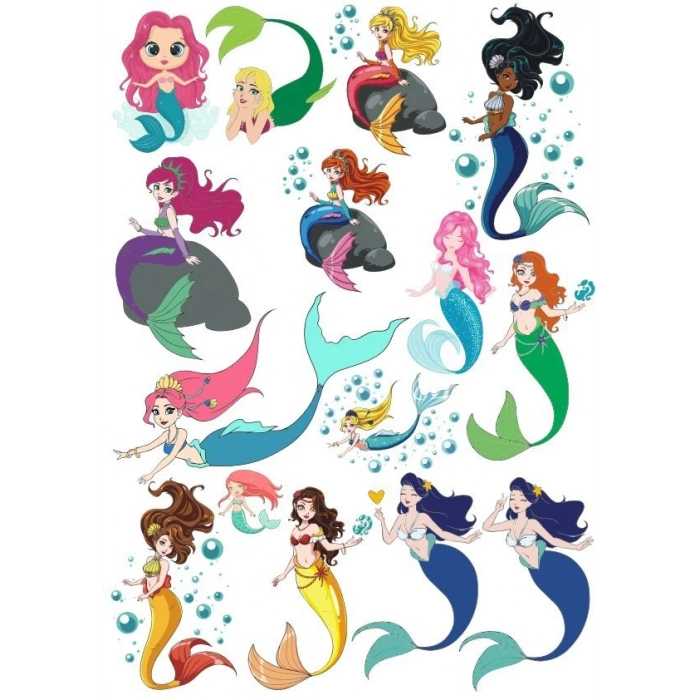 Deniz Kızı Sticker Set-2 17 Parça Telefon, Tablet, Defter, Laptop Sticker