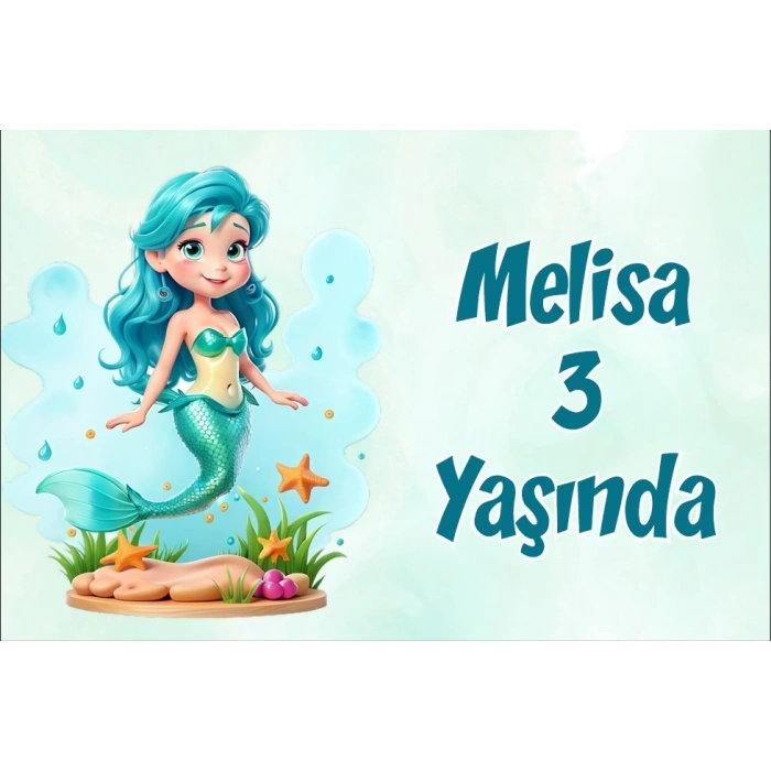 Deniz kızı Temalı Doğum Günü Afişi -1 100X150 cm