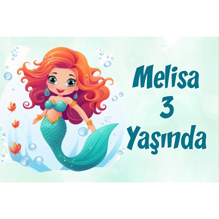 Deniz Kızı Temalı Doğum Günü Afişi -2 100X150 cm