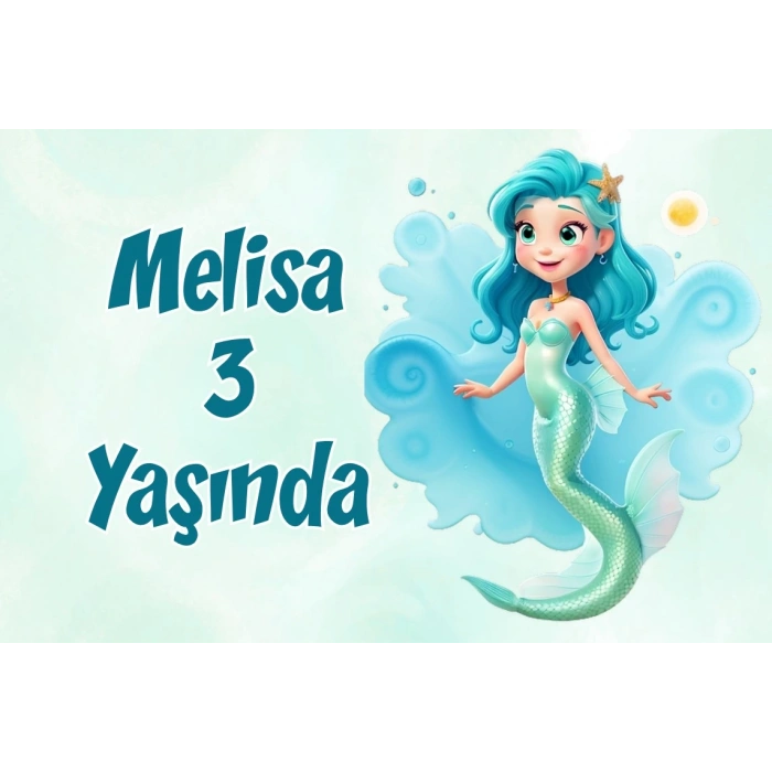 Deniz Kızı Temalı Doğum Günü Afişi -2 70X100 cm