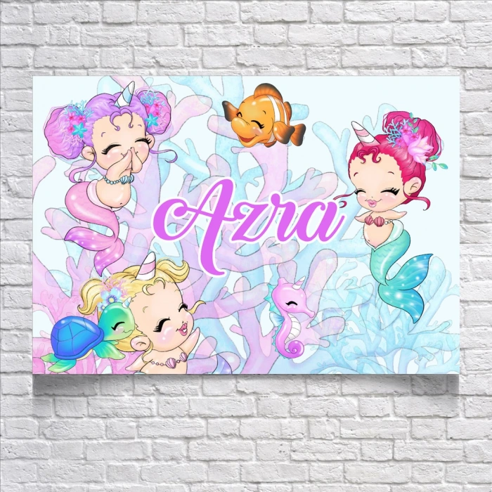 Deniz Kızı Temalı Doğum Günü Afişi 35X50 cm