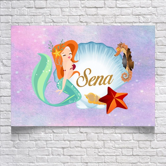 Deniz Kızı Temalı Doğum Günü Afişi 35X50 cm