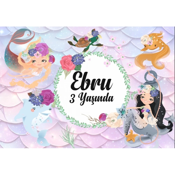 Deniz Kızı Temalı Doğum Günü Afişi 35X50 cm