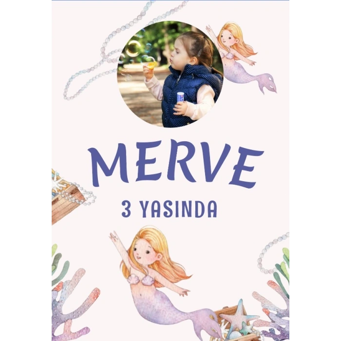 Deniz Kızı Temalı Doğum Günü Afişi 35X50 cm