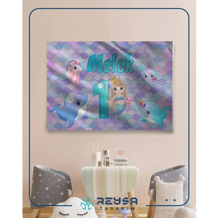 Deniz Kızı Temalı Doğum Günü Afişi 50X70 cm