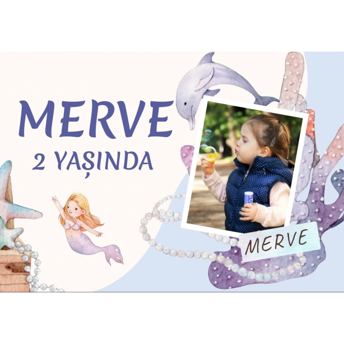 Deniz Kızı Temalı Doğum Günü Afişi 70X100 cm