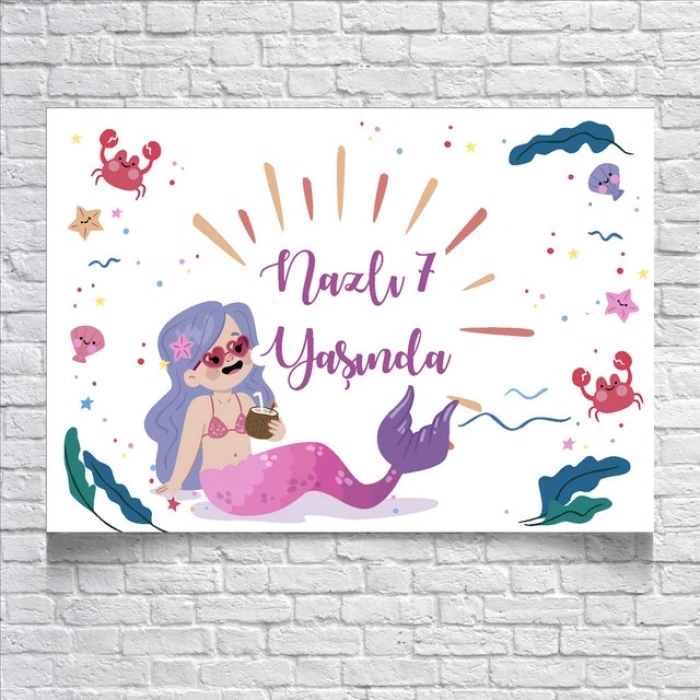 Deniz Kızı Temalı Doğum Günü Afişi 70x100 Cm