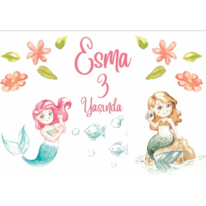 Deniz Kızı Temalı Doğum Günü Afişi 70X100 cm