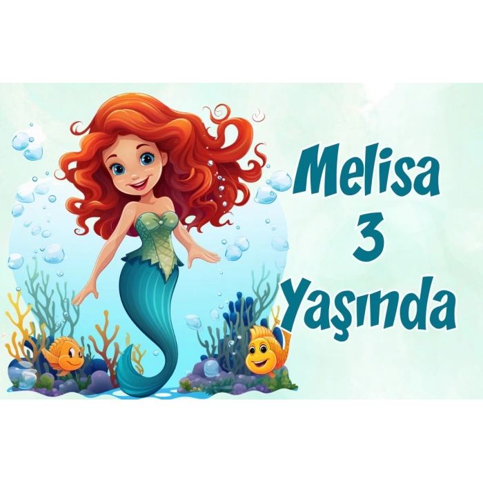 Deniz Kızı Temalı Doğum Günü Afişi -3 70X100 cm