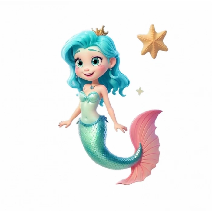 Deniz Kızı ve Deniz Yıldızı Duvar Stickerı