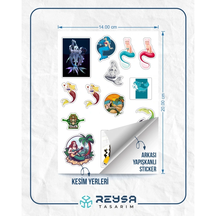 Deniz Kızları Sticker Set 2 20 Parça Telefon, Tablet, Defter, Laptop Sticker