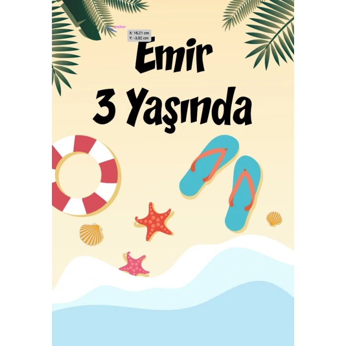 Deniz Temalı Doğum Günü Afişi 35X50 cm