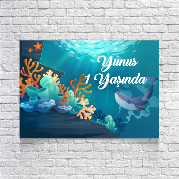 Deniz Yunus Temalı Doğum Günü Afişi 70X100 cm