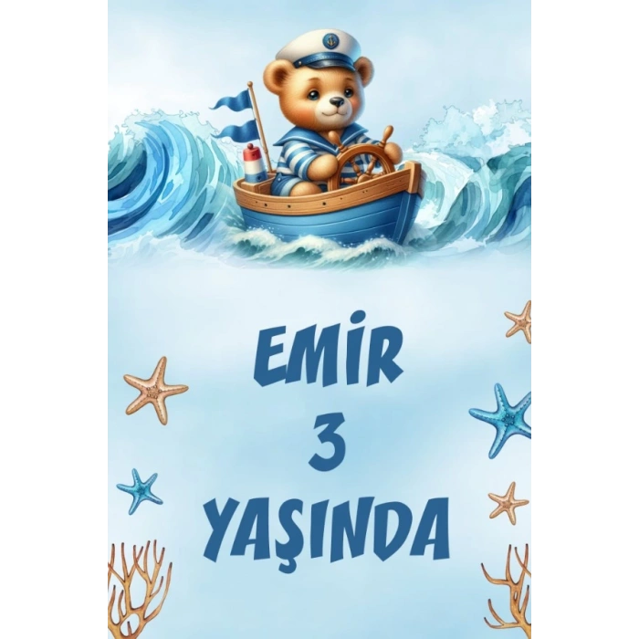 Denizci Ayıcık Temalı Doğum Günü Afişi -2 35X50 cm