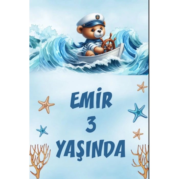 Denizci Ayıcık Temalı Doğum Günü Afişi -3 50X70 cm