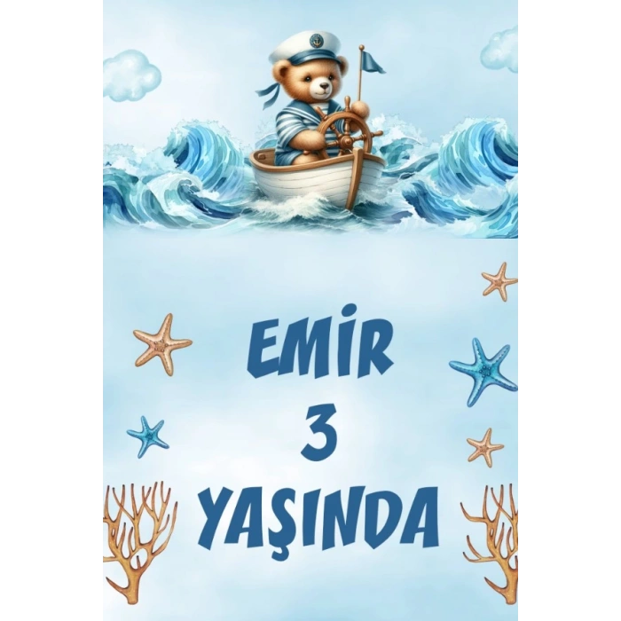 Denizci Ayıcık Temalı Doğum Günü Afişi -4 50X70 cm