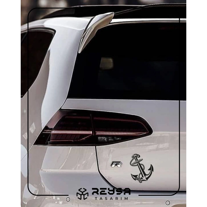 Denizci Çapası Sticker 17x17 Cm Siyah