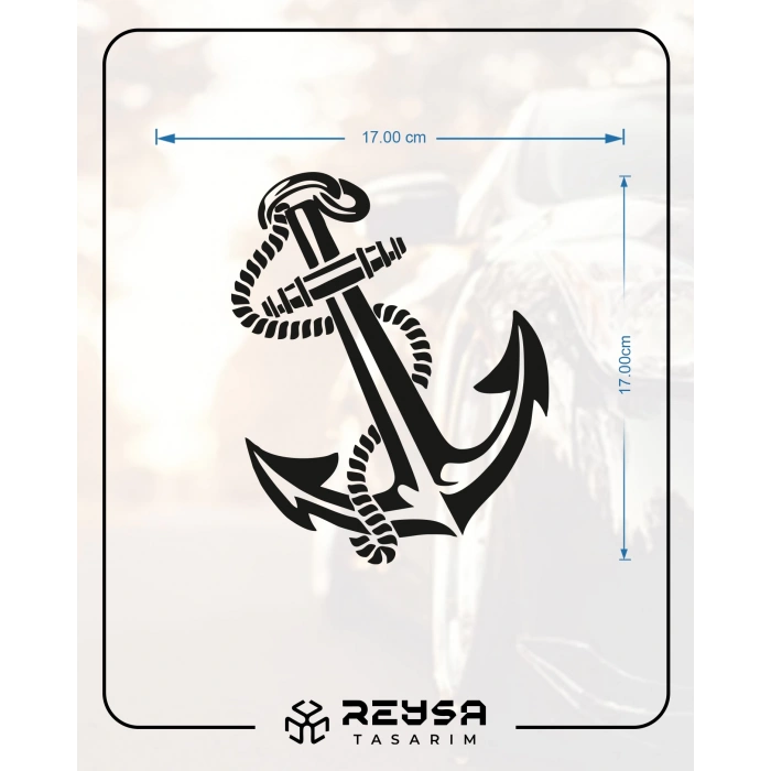 Denizci Çapası Sticker 17x17 Cm Siyah