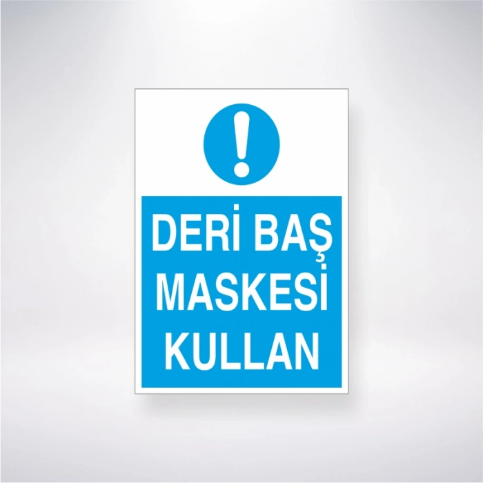 Deri Baş Maskesi Kullan Sticker 20X28 Cm