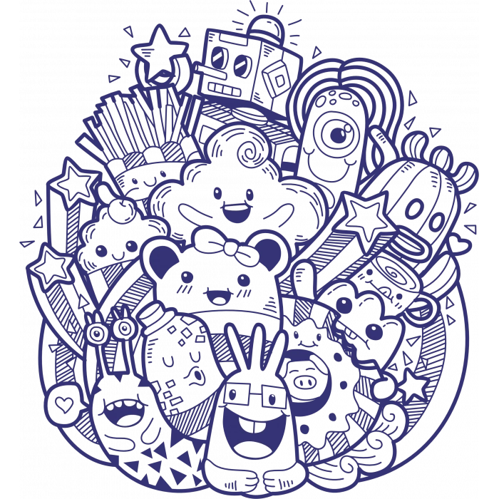 Desenler Sticker 1 10x10 cmRenkli Sticker