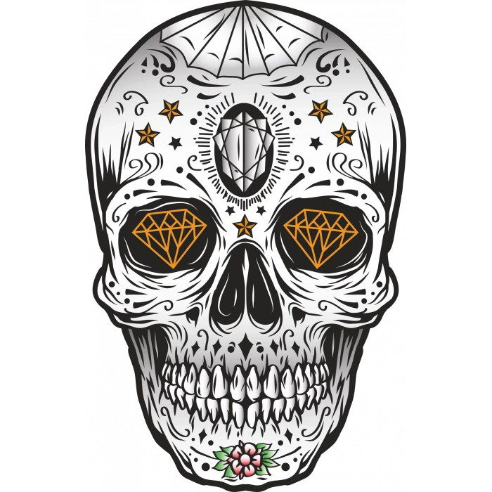 Desenler ve Kurukafa Sticker 10x10 cmRenkli Sticker