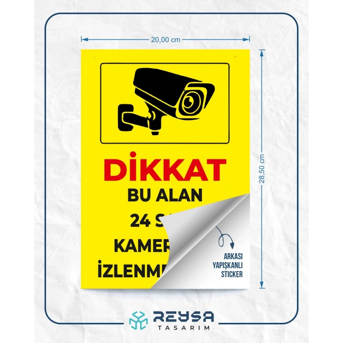 Dikkat bu alan 24 saat izlenmektedir Sticker 20X28 Cm