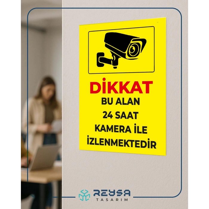 Dikkat bu alan 24 saat izlenmektedir Sticker 20X28 Cm