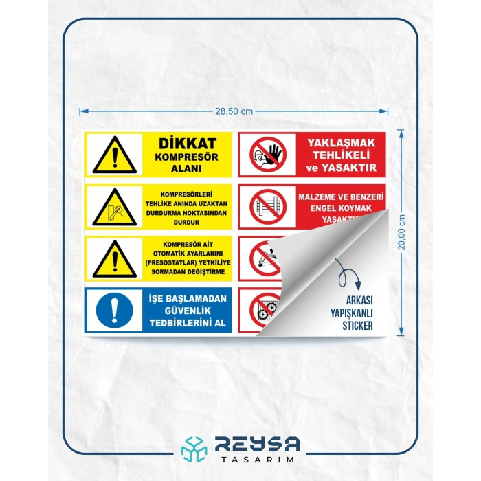Dikkat Kompresör Alanı Sticker 20X28 Cm