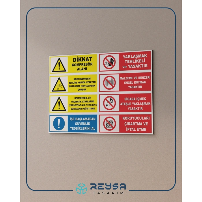 Dikkat Kompresör Alanı Sticker 20X28 Cm