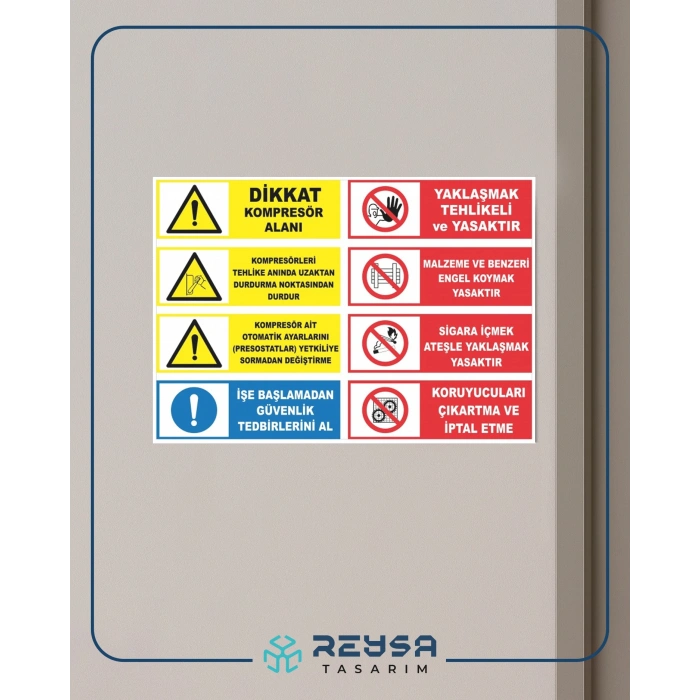Dikkat Kompresör Alanı Sticker 20X28 Cm