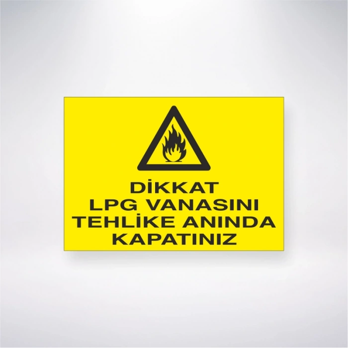 Dikkat Lpg Vanasını Tehlike Anında Kapatınız Sticker 20X28 Cm
